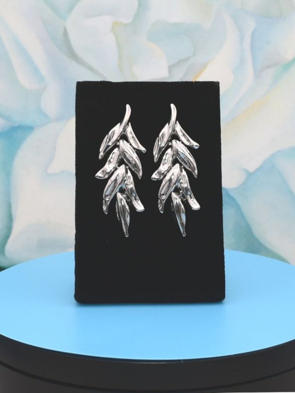 Deandria Banks Leaves of Silver Layered Leaf Earrings Gift Packaged